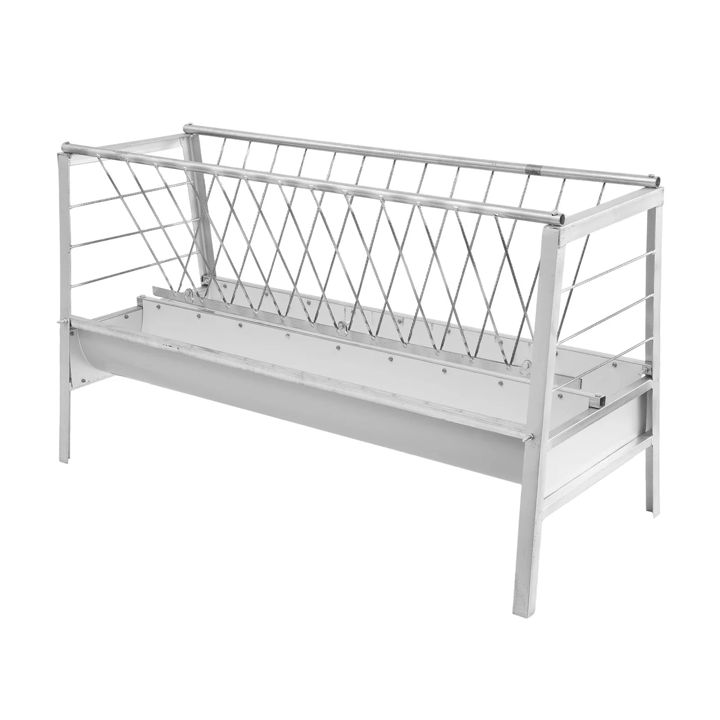 Goat Hay Feeder Large Capacity Livestock Feeder Heavy Duty Metal Feed Trough with Deeper Feeding Pan for Farms