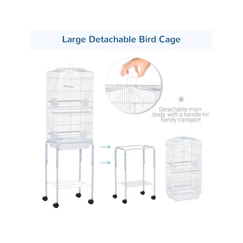 Bird Cage Starter Kit with Removable Rolling Stand for Easy Mobility and Convenience