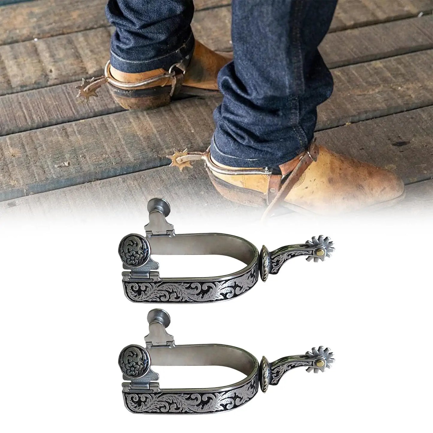 2Pcs Horse Spurs Antique Style Equipment Horse Riding Spurs Western Cowboy Spurs for Women Training Adults Competition Racing