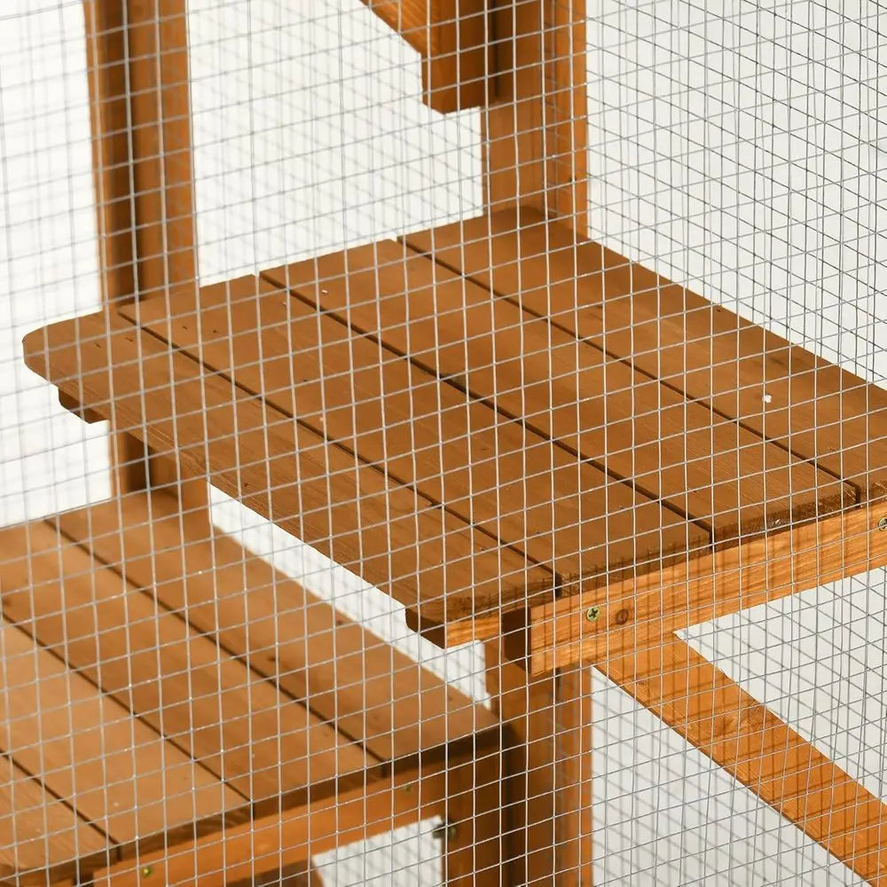 Catio Wooden Feral Cat Shelter with Platforms, Large Door, Weather Protection Roof, 71 L, Orange