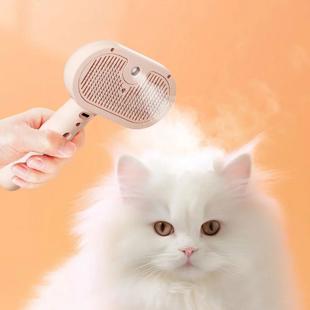 3 in 1 Cat Steam Brush Cat Grooming Brush with Release Button Cat Brush Pet Hair Cleaning Brush Comb for Cats Dogs Small Animals