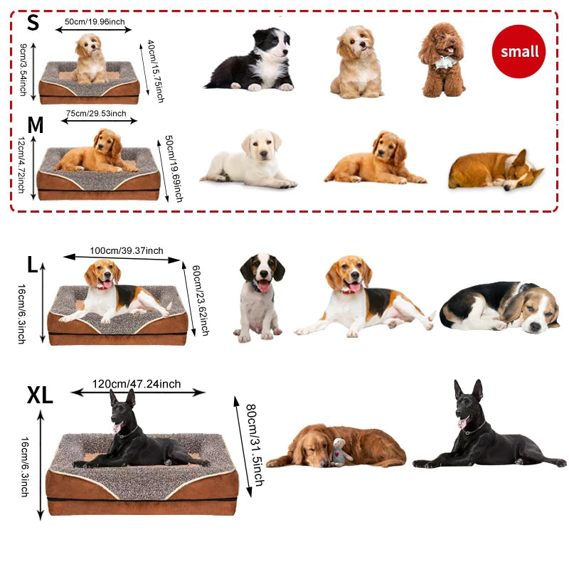 Removable washable pet dog sofa and dog bed for all seasons, pet bed sofa, comfortable and soft cat sofa bed with raised edges,