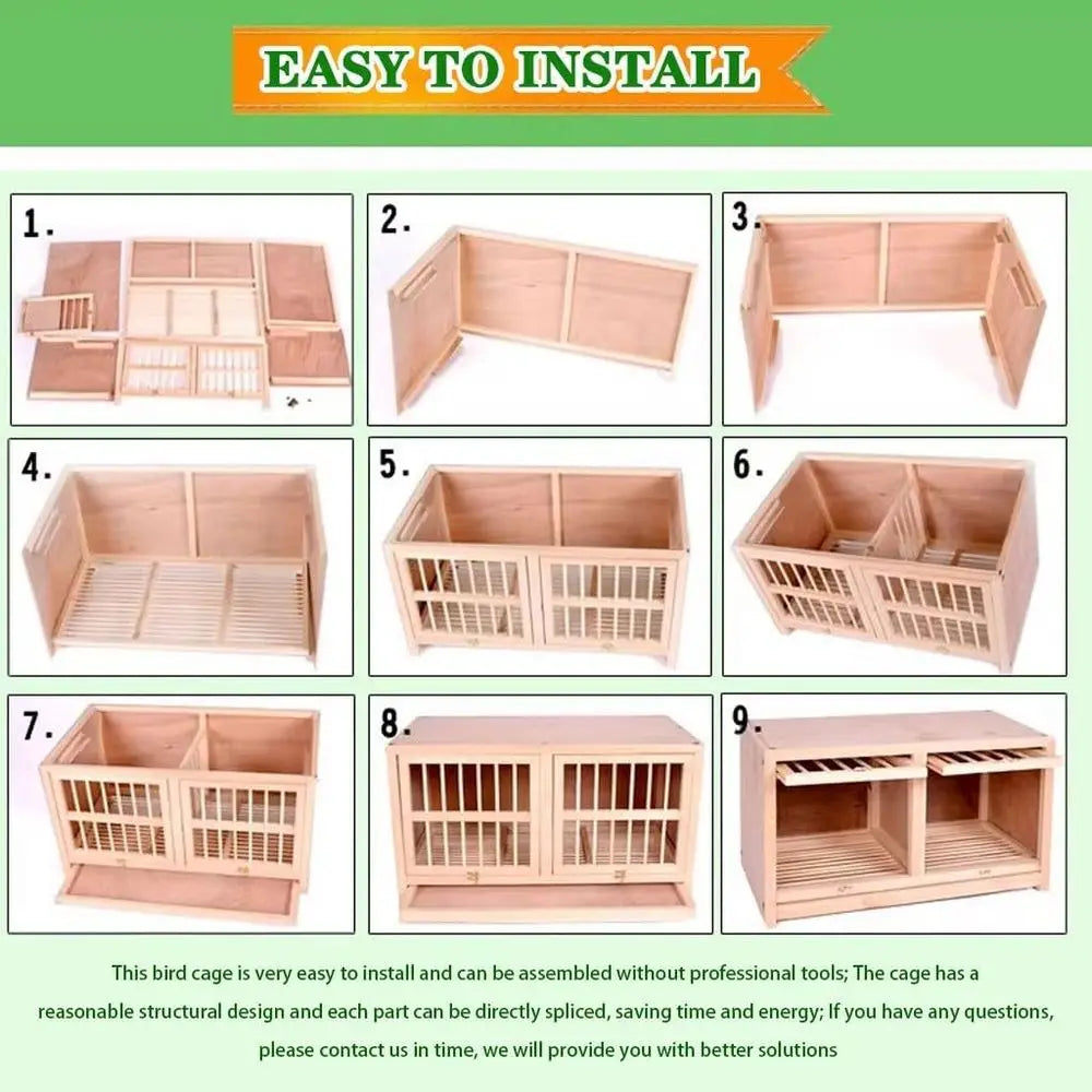 Stackable 2/3 Door Racing Pigeon Breeding Cage, Pine Framed Nest Box, Easy Assembly (35in x 2)