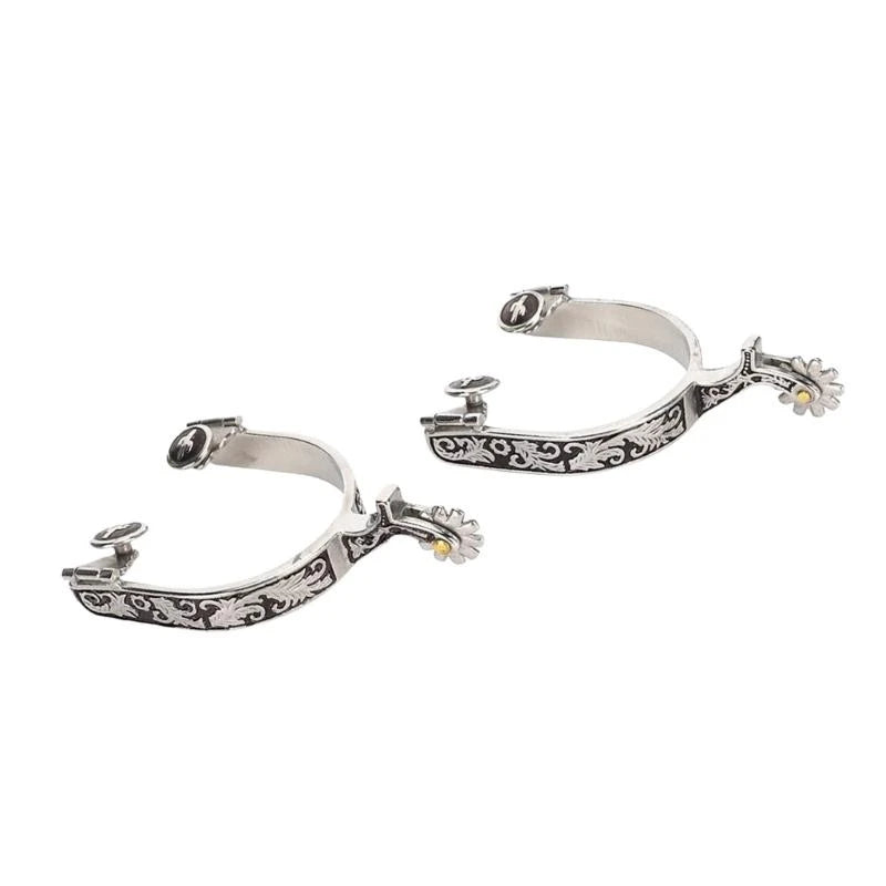 Western Cowboy Spur with Rowel Stainless Steel Horse Boot Spur Decoration Mens Roping Spur Horse Riding Accessories