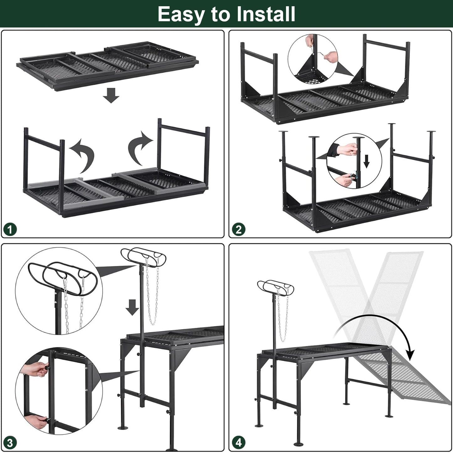 Goat Milking Stand 500Lbs Capacity Shearing Stand with Ramp Livestock Sheep Stand Trimming Stand with Headpiece Nose Loop