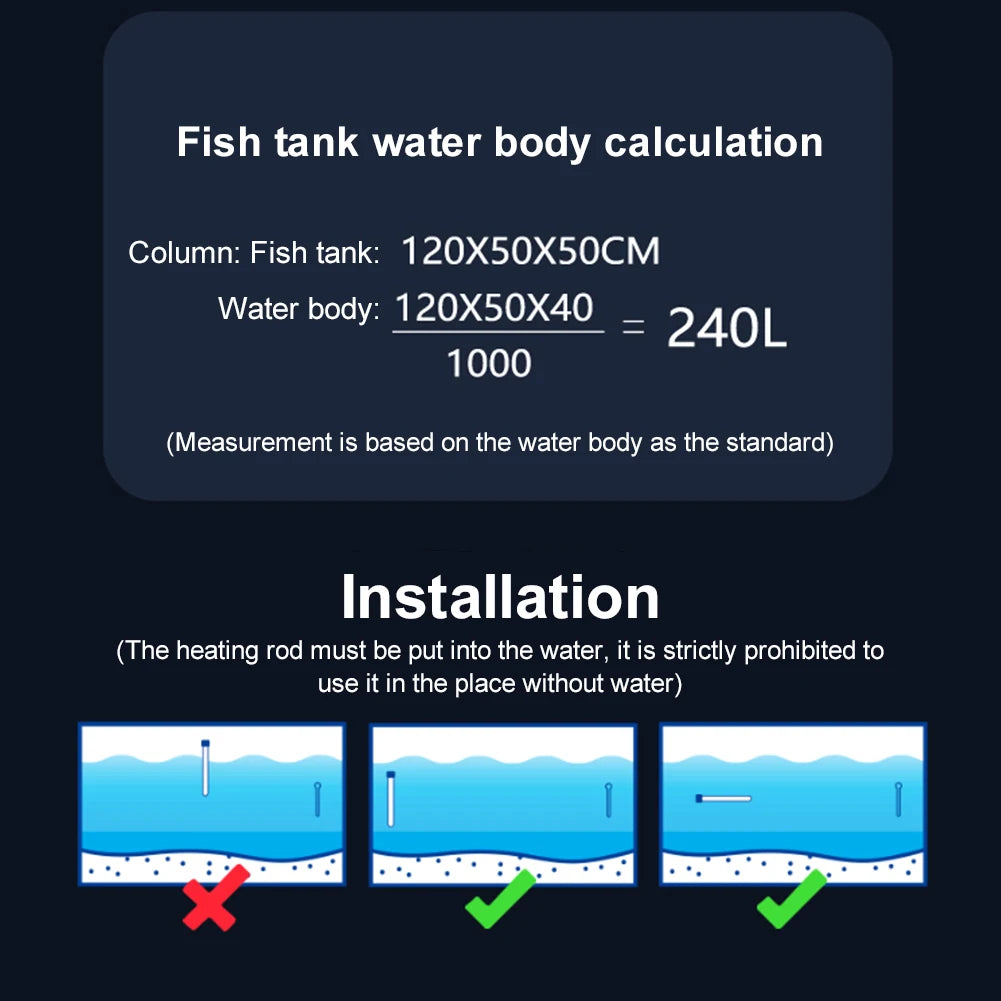 Submersible Fish Tank Heater Digital Display Aquarium Turtle Feeding Water Heater Fish Tank Thermostat Constant Temperature