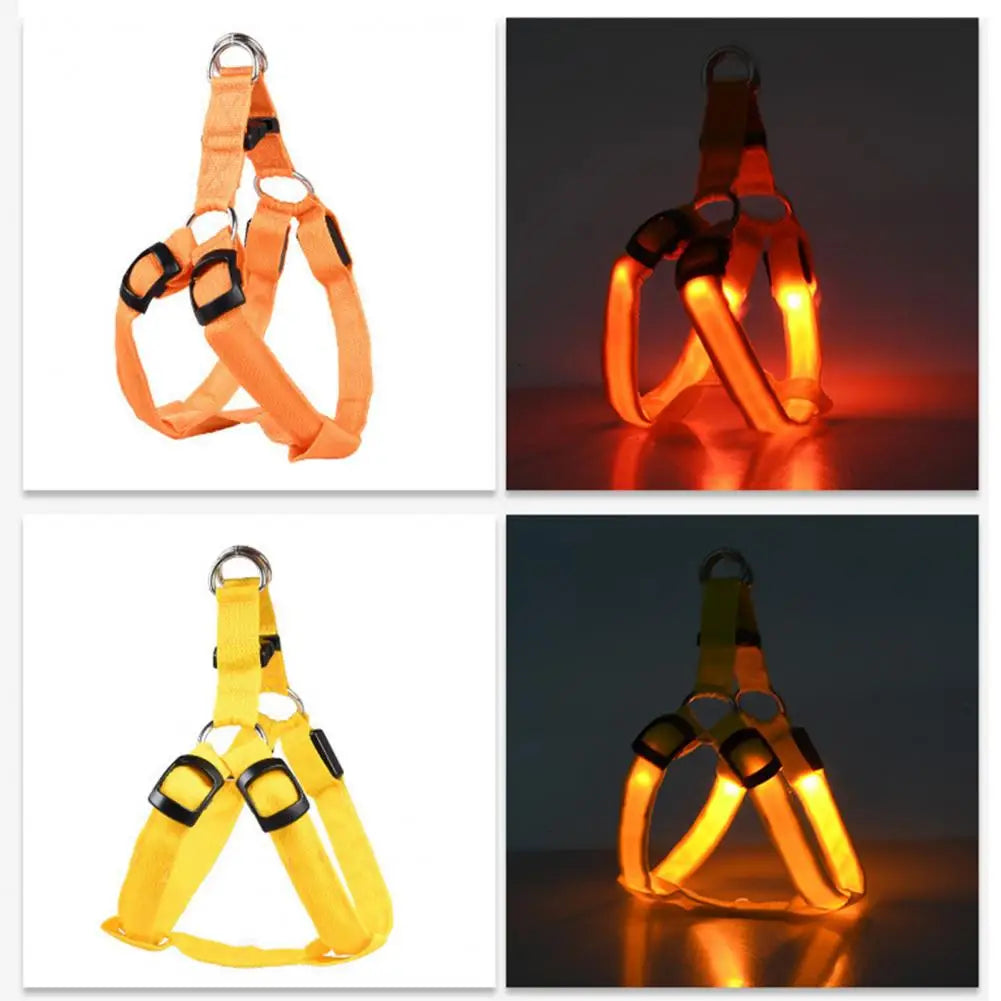 Adjustable LED Pet Harness USB Rechargeable Light Up Dog Harness Glow-in-The-Dark Safety Vest For Small Medium Dogs Pets Arnes