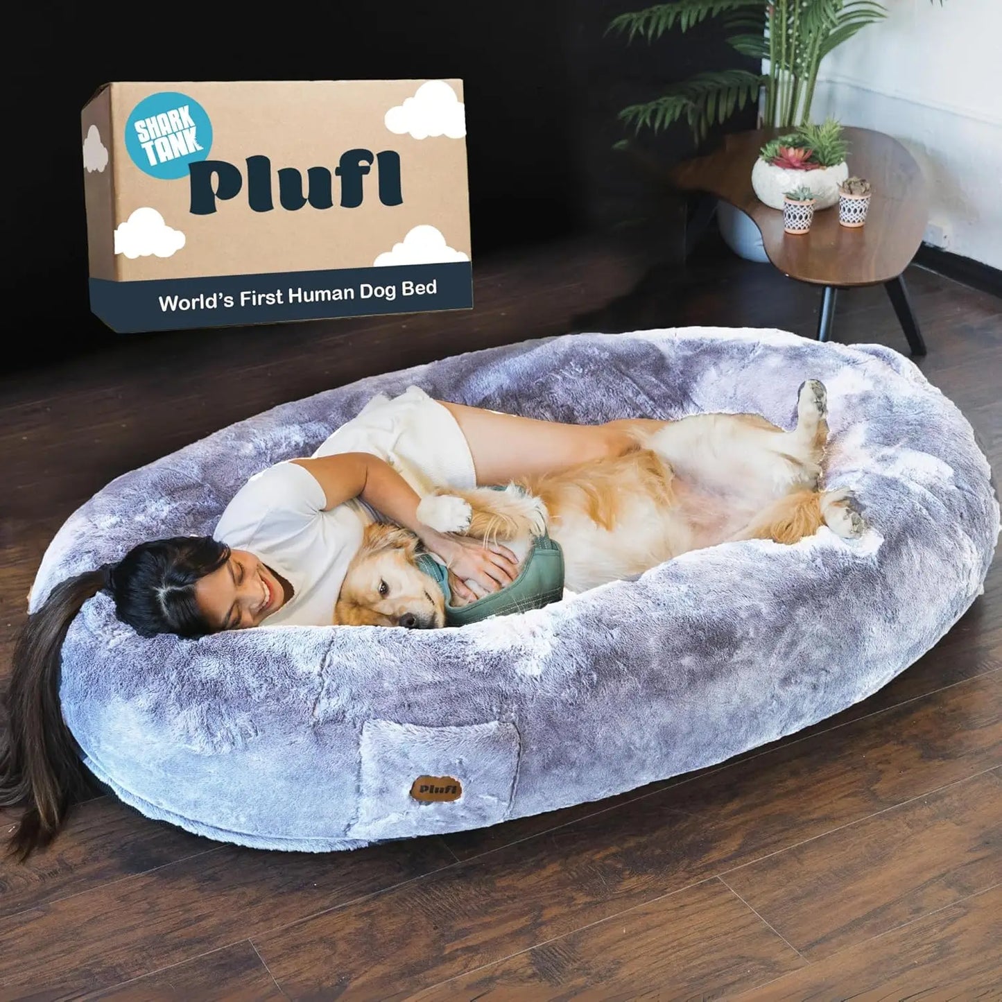 Human Dog Bed for Adults & Kids - Memory Foam Bean Bag, Machine Washable, Comfy Floor Nap Bed