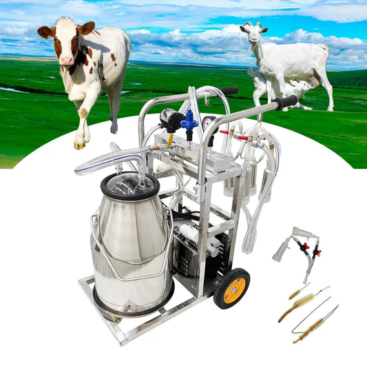 Electric Milking Machine for Cows 25L Automatic Oil-Free Vacuum Pump Goat Milker Stainless Steel Dairy Farm Milking Equipment