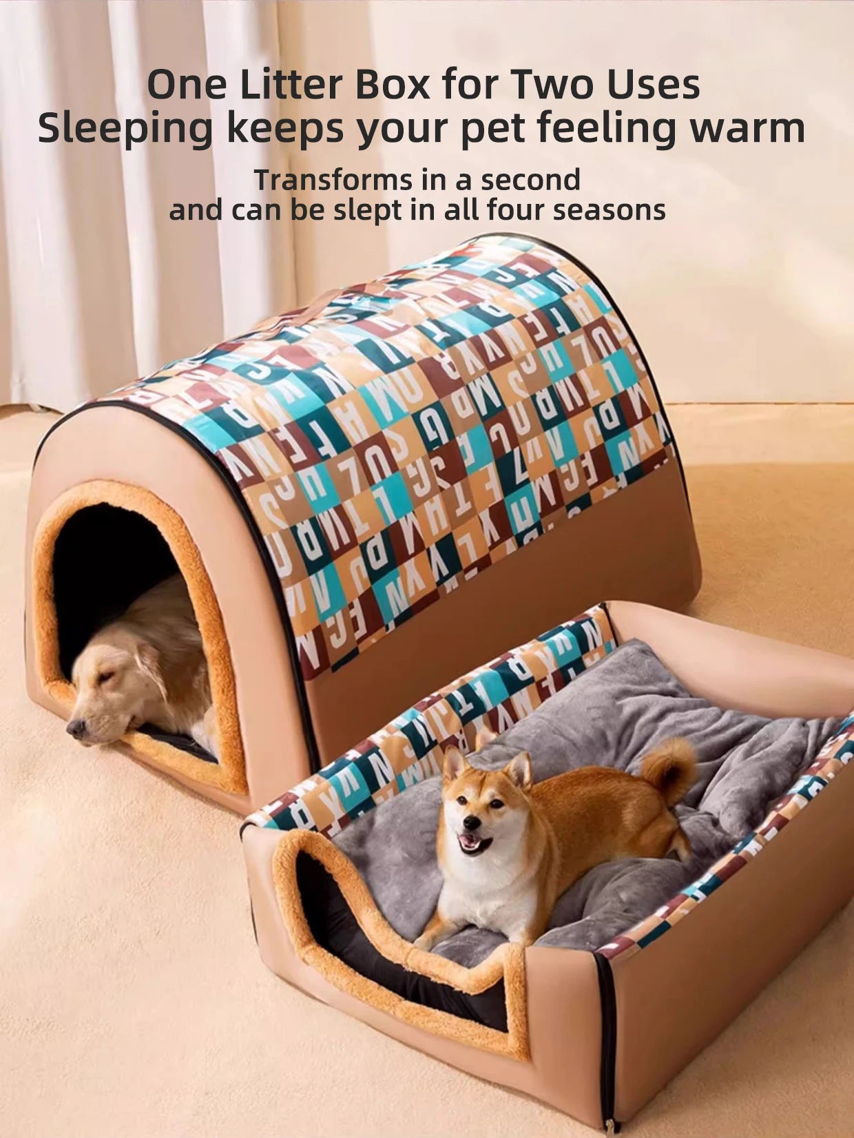 2025 New Dog Kennel Winter Warm Large Dog Oversized Dog House House Closed Winter Removable Golden Pet Four Seasons Use