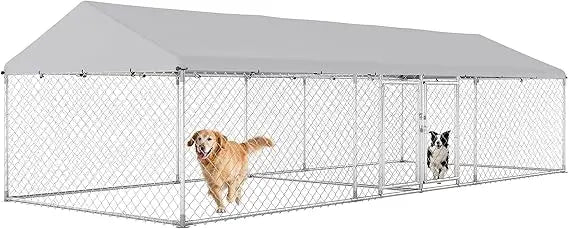 PawHut Outdoor Dog Kennel: 20ft x 7.5ft x 5.2ft, Dual-Room Heavy Duty Enclosure for Large Dogs with Waterproof Roof and Galvaniz