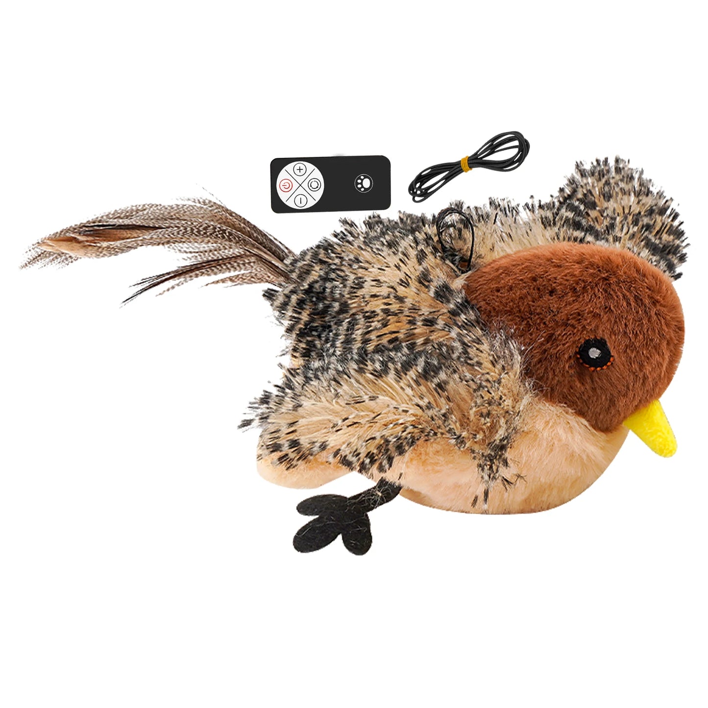 Remote Control Chirping Bird Cat Toy With Feathers