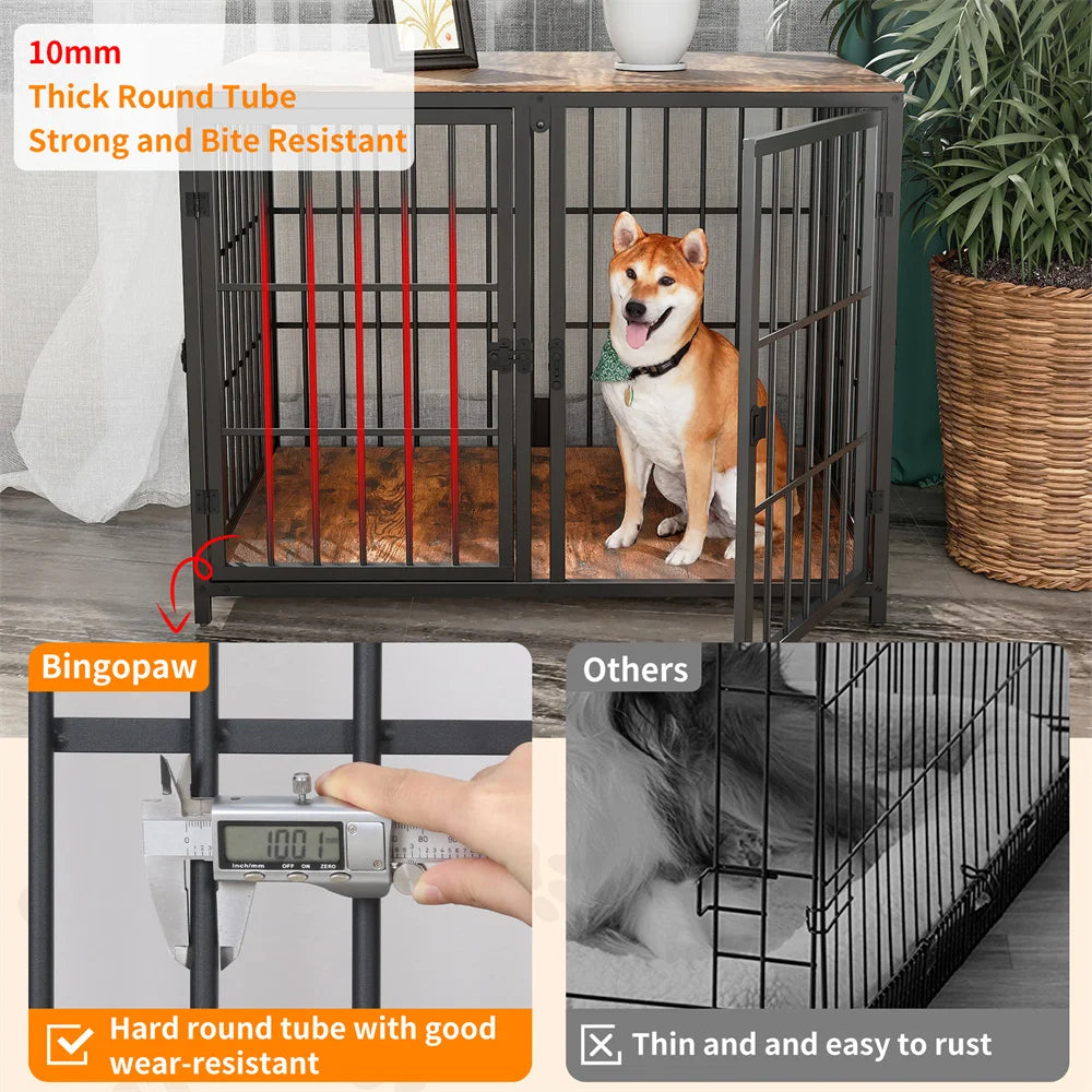 1Pcs Ultra Thicken Dog Crate Cage Pet Dog Puppy Kennel with Removable Divider and 4 Doors for 2 Small Dogs or 1 Medium Large Dog