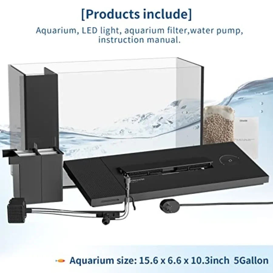 4.5 Gallon Self Cleaning Betta Tank Kit With Led Light