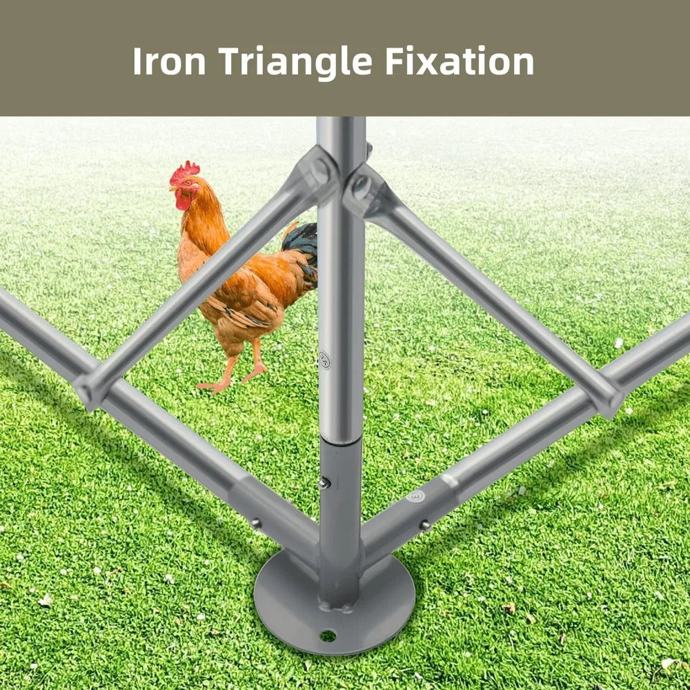 Large Metal Chicken Run Walk-in Poultry Cage Spire-Shaped Chicken Coop with Waterproof and Anti-Ultraviolet Cover for Outside,Ba