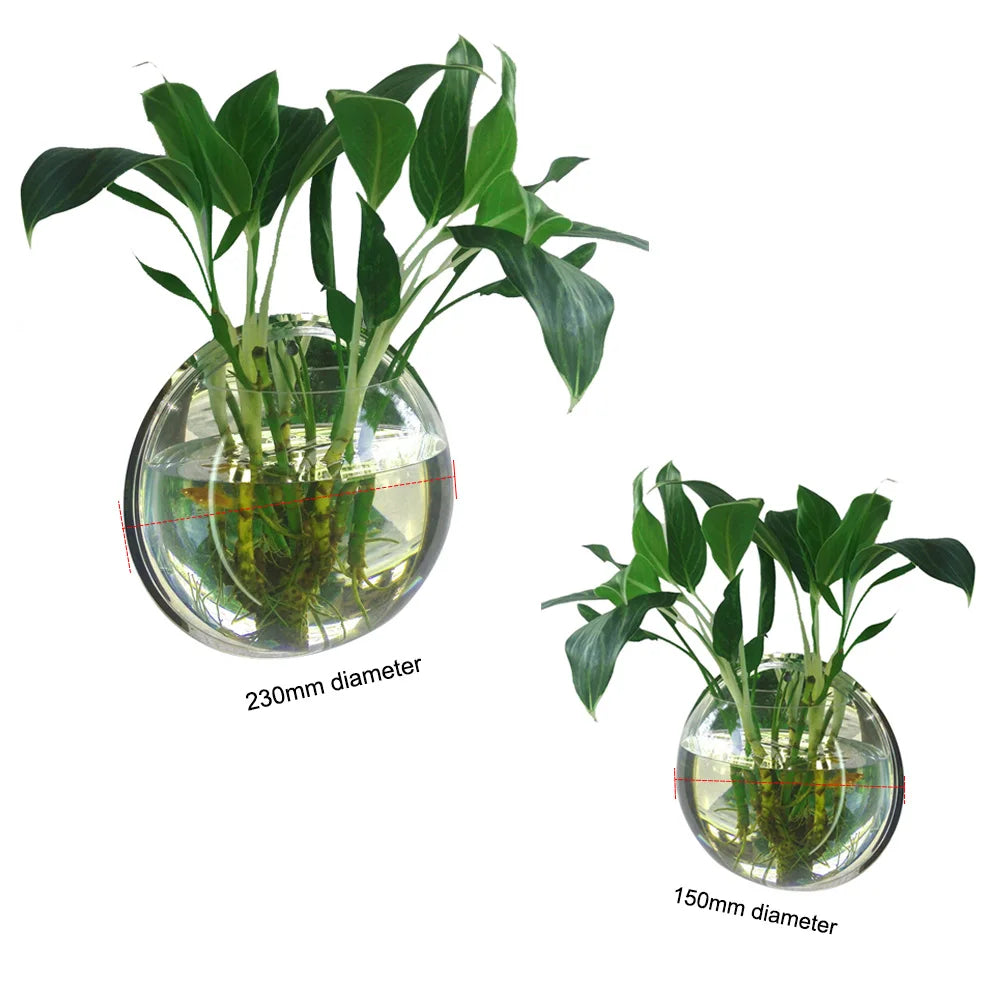Fish Tanks Home Decoration Wall Mount Fish Tanks Goldfish Bowl Acrylic Hanging Aquariums Flowerpot Flower Vase 15/23CM