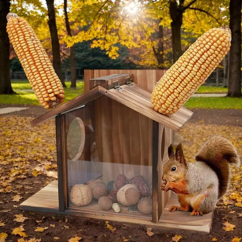 Squirrel Feeder Box Winter Outside Feeding House Squirrel Feeder Large Feeder Box Waterproof Table Feeder For Squirrel & Birds