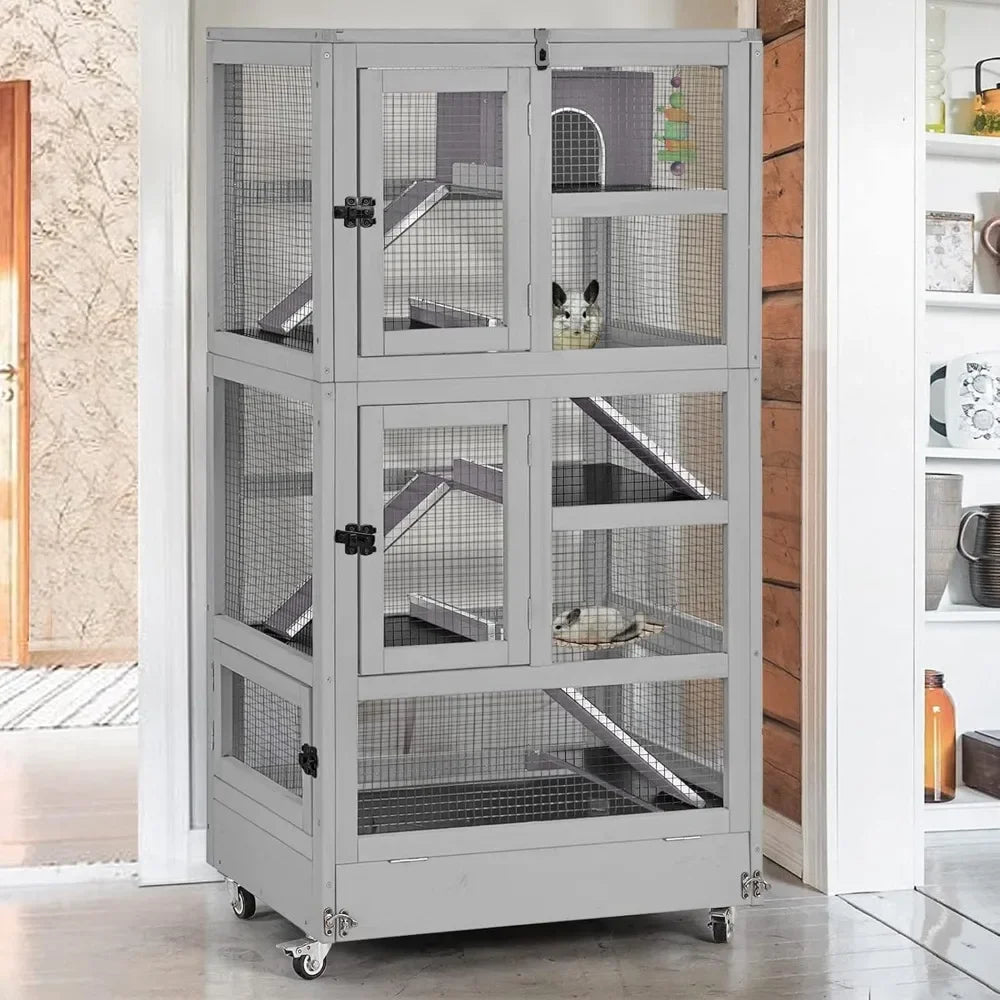 5-layer Small Animal Cage, Suitable for Chinchillas, Hedgehogs, Squirrels, Chameleons, Lizards, Gerbils, Bite-proof