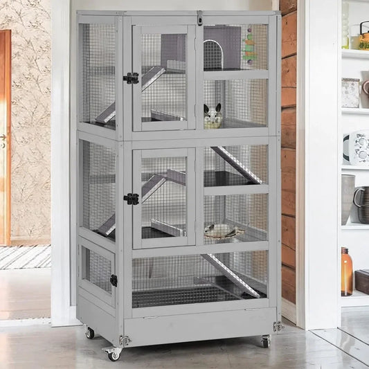 5-layer Small Animal Cage, Suitable for Chinchillas, Hedgehogs, Squirrels, Chameleons, Lizards, Gerbils, Bite-proof