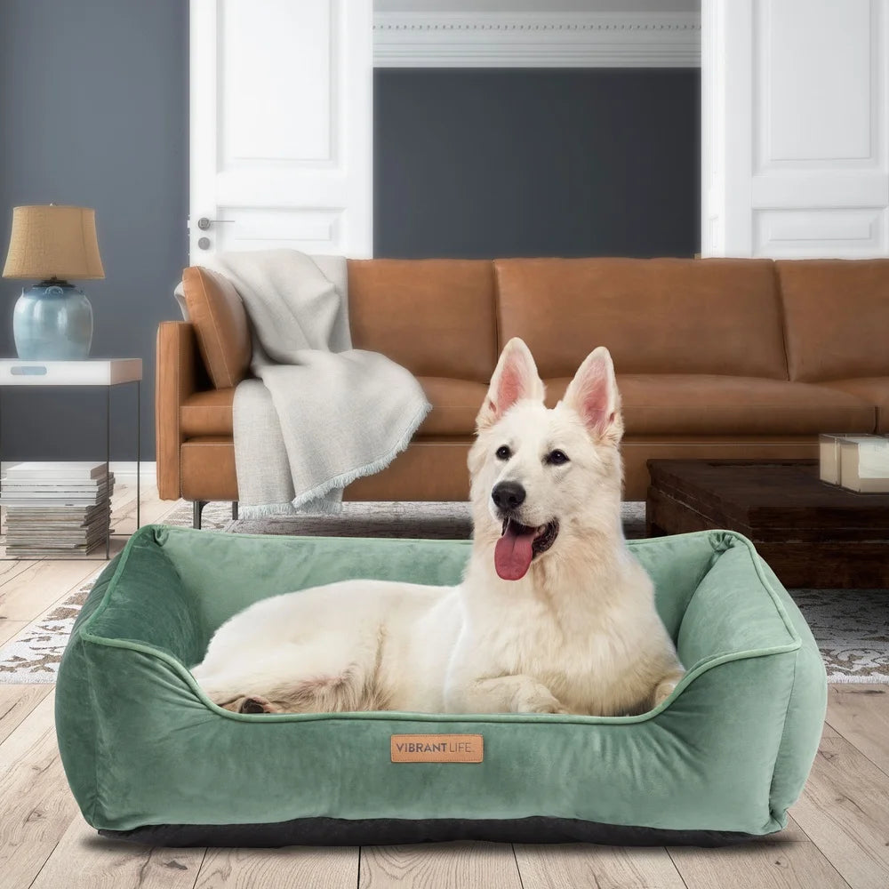 Luxury Large Dog Bed Bolstered Walls and Removable Cover