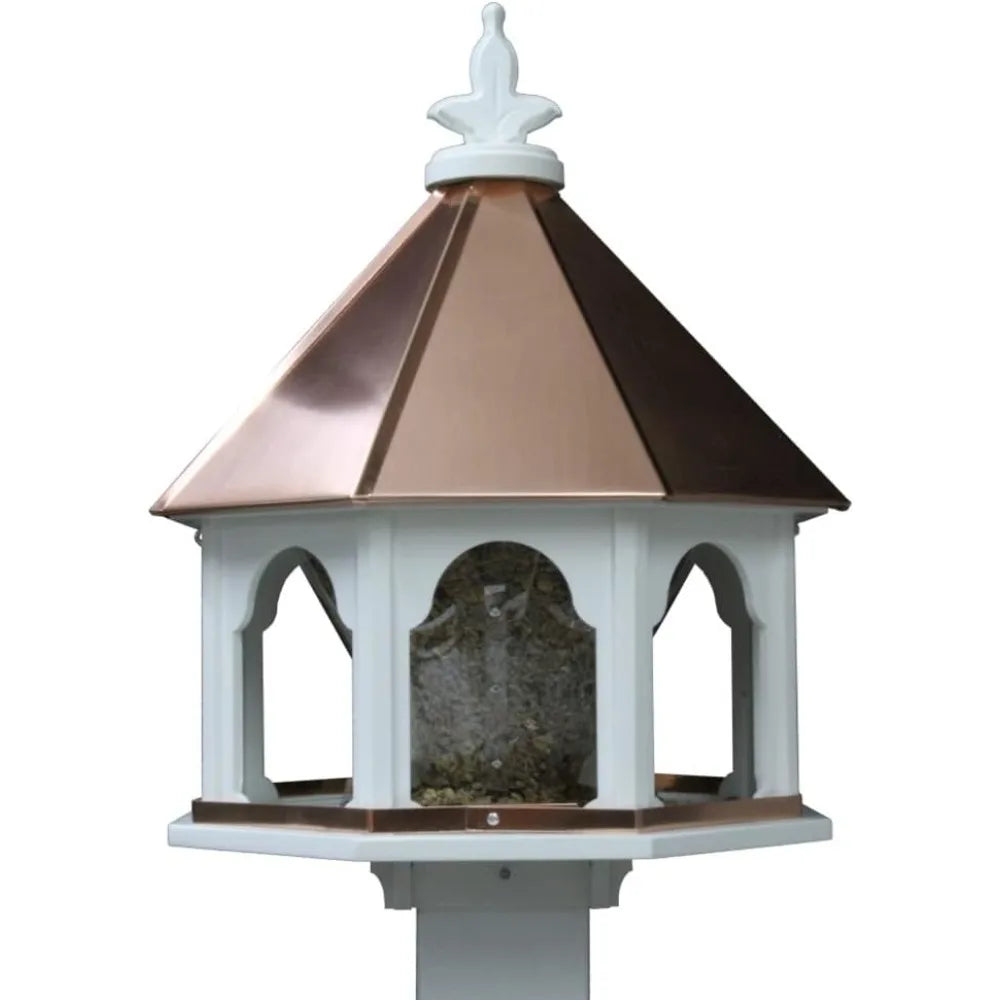 Large Octagon Wild Bird Feeder Solid Cellular PVC Clear Copper Roof Made in The USA