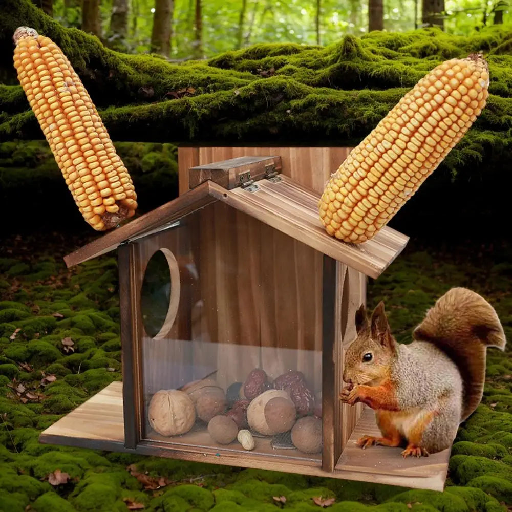 Squirrel Feeder Box Winter Outside Feeding House Squirrel Feeder Large Feeder Box Waterproof Table Feeder For Squirrel & Birds