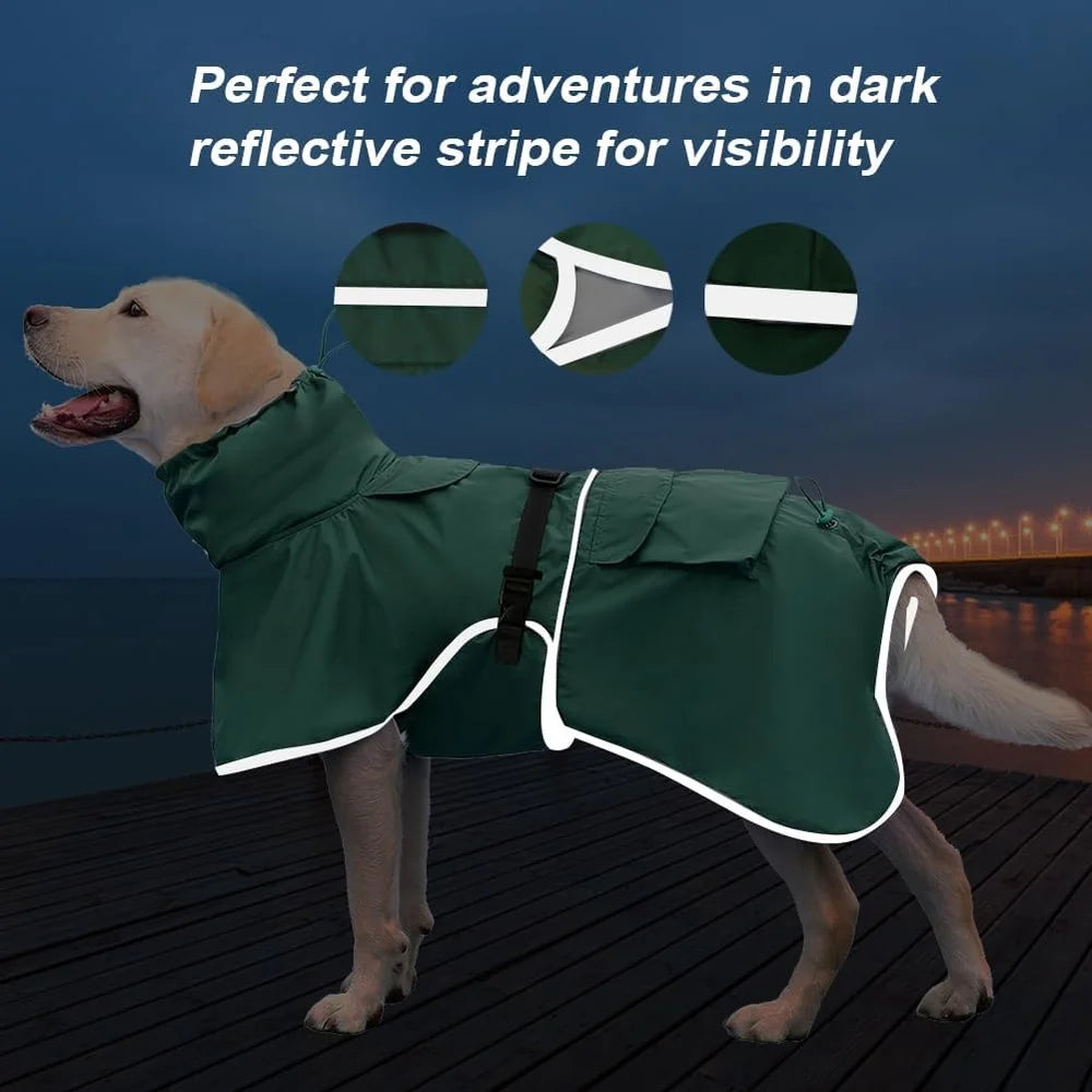 Waterproof Dog Raincoat Adjustable Rain Slicker Medium Large Dogs Reflective Safety Features Hooded Outdoor Poncho Jacket 6XL