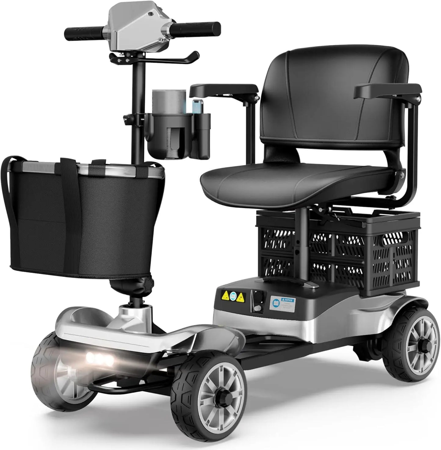 4 Wheel Mobility Scooter for Adults - Foldable Motorized Scooters 330 lb Capacity with Removable Battery, Dual Basket