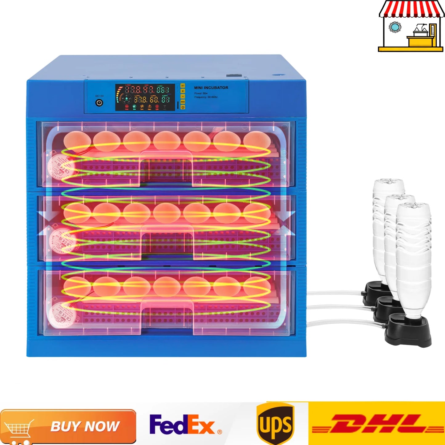 192-Egg Incubator with Automatic Egg Turning and Humidity Contro| Battery Operated and Electric Hatching Machine