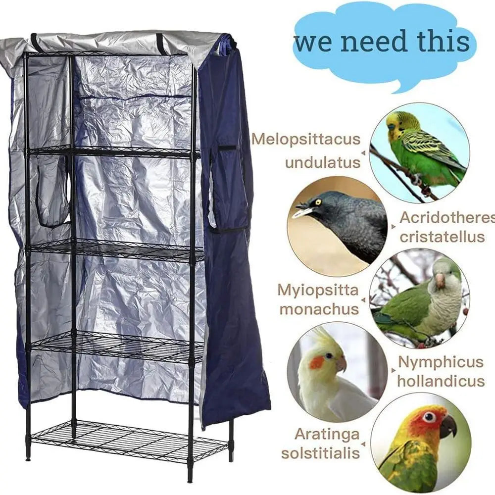 Breathable, Light-Blocking Universal Bird Cage Cover for Parrot Nests, Outdoor Use, Dust Protection (Blue)