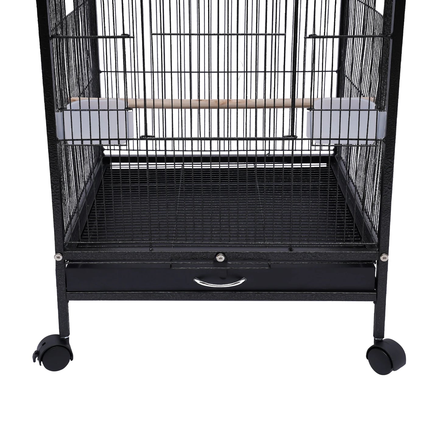 Large 18"x18"x40" Bird Cage with Stand&Wheels 360° View Skylight Top for Parakeet Finch Canary Cockatiel Black Iron Pet House