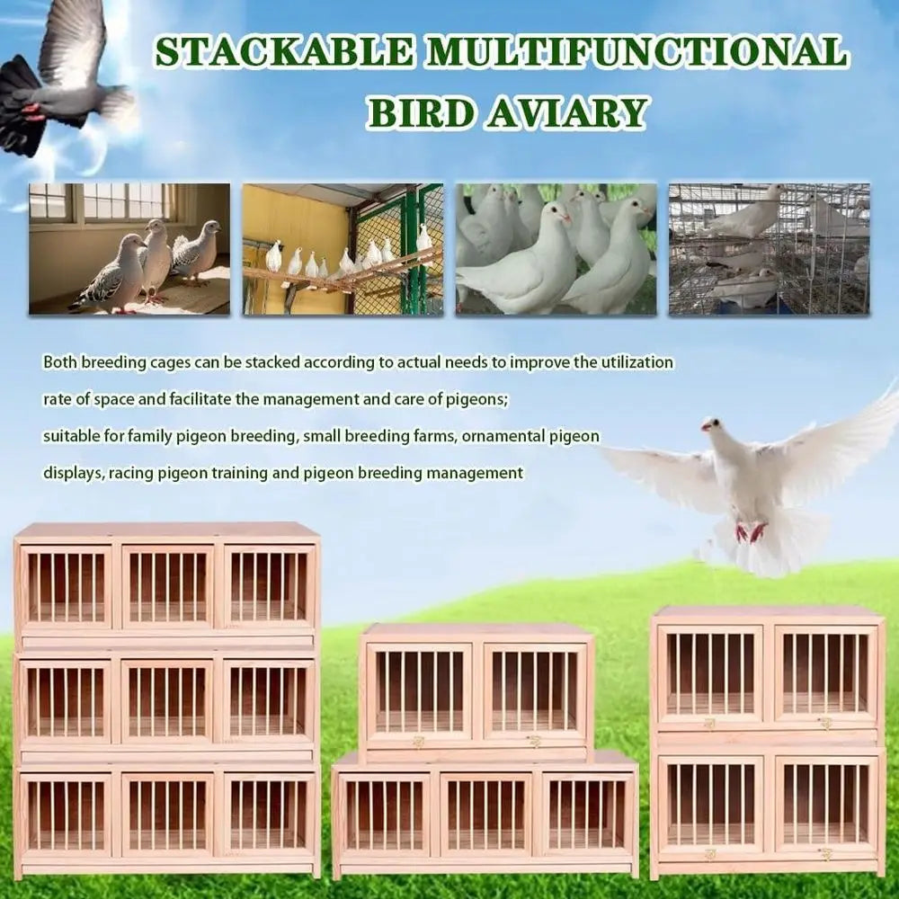 23.6 Stacked Pigeon Nest, Solid Wood Bird Cage with Double Doors, Indoor/Outdoor Pair (23.6 x 2)