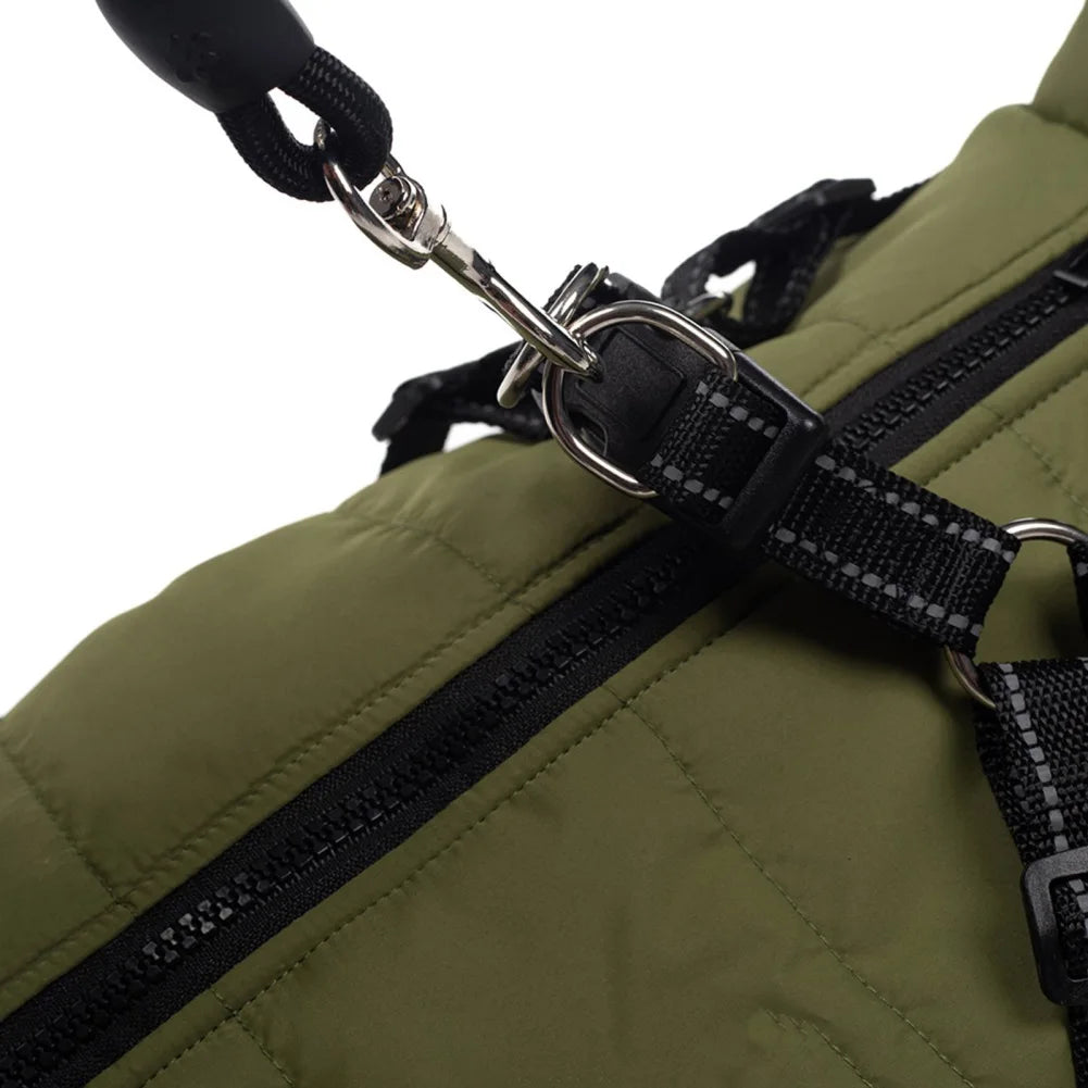 Pet Dog Jacket With Harness Winter Warm Dog Clothes For Labrador Waterproof Big Dog Coat Chihuahua French Bulldog Outfits