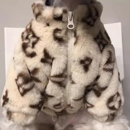 Dog Cat Winter Coat Autumn Clothes, Smoked Fur Warm Jacket for Schnauzer Teddy Bichon Small Medium Pets