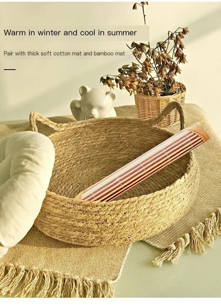 Pure hand-woven rattan cat nest four seasons universal warm pad removable washable winter pet supplies