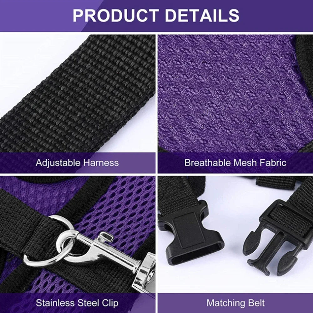 Fashion Chicken Duck Vest Hen Belt Pet Harness Matching Collars Bow Comfortable Leads Mesh Breathable Poultry Supplies Leash