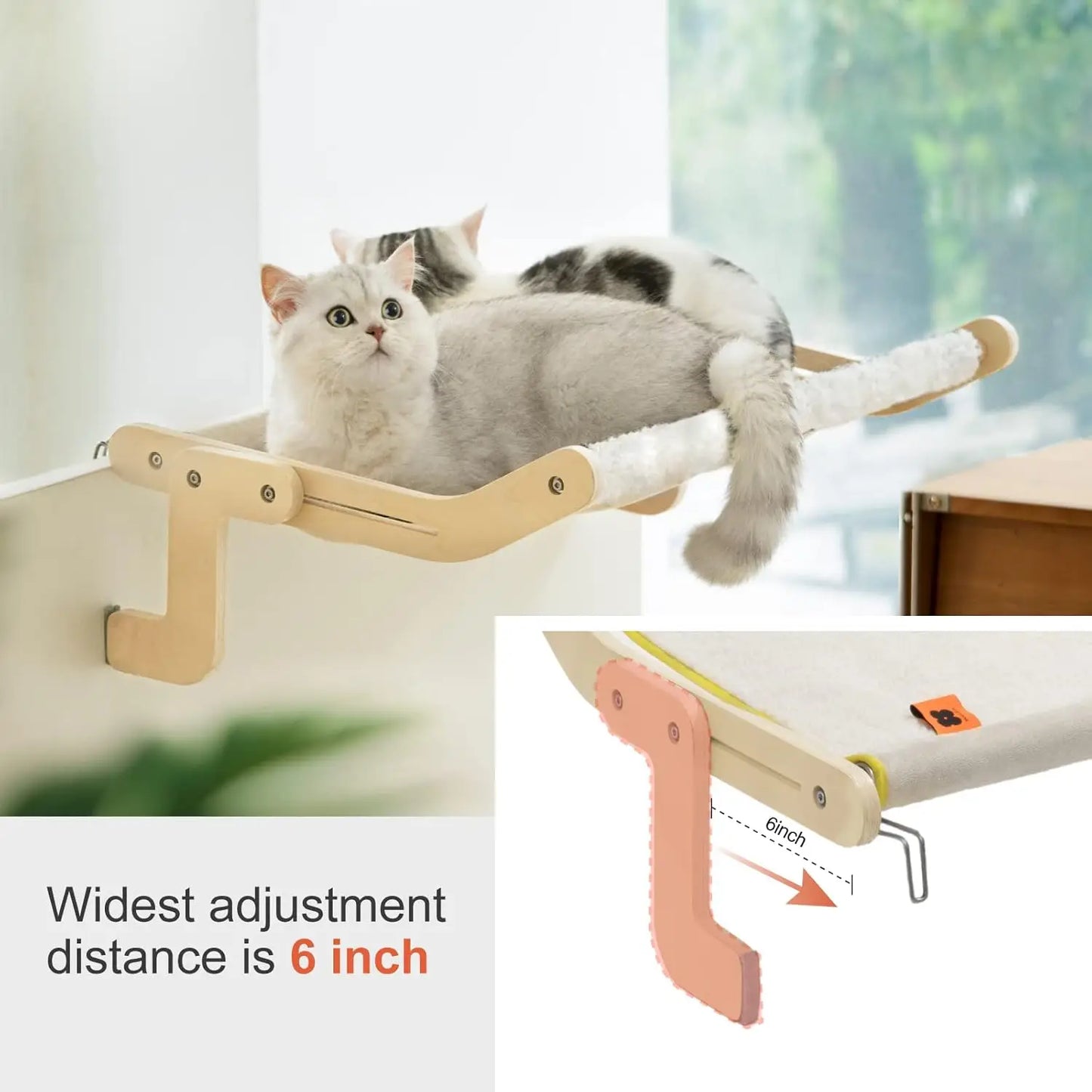 Mewoofun Cat Hammock Radiator Dual Use 47x40cm Beige Wood