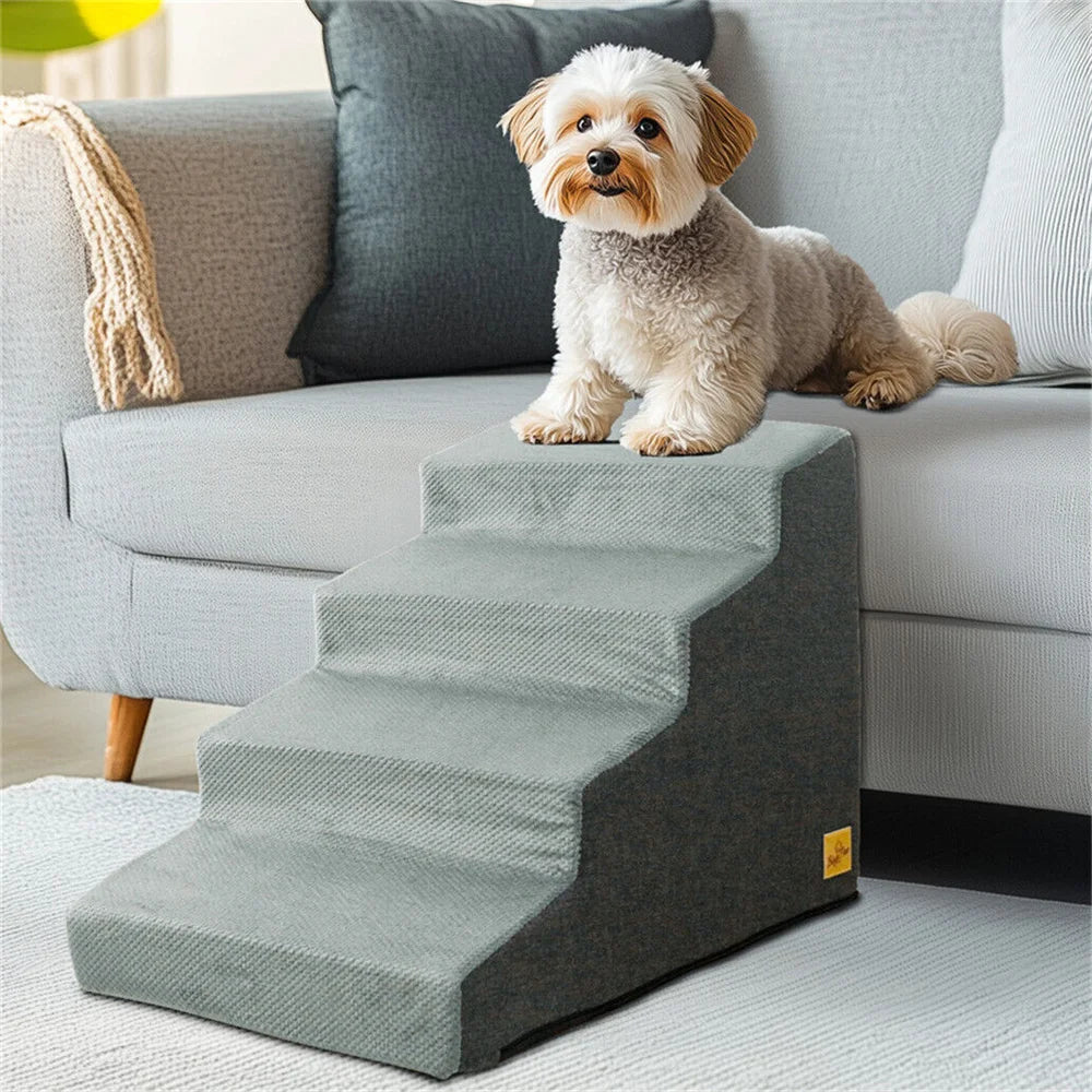 Pet 3/4 Step Stair Dog Cat Ramp Ladder High-Density Foam Sponge Dogs Sofa Removable and Washable Training Pet Ramp Stairs