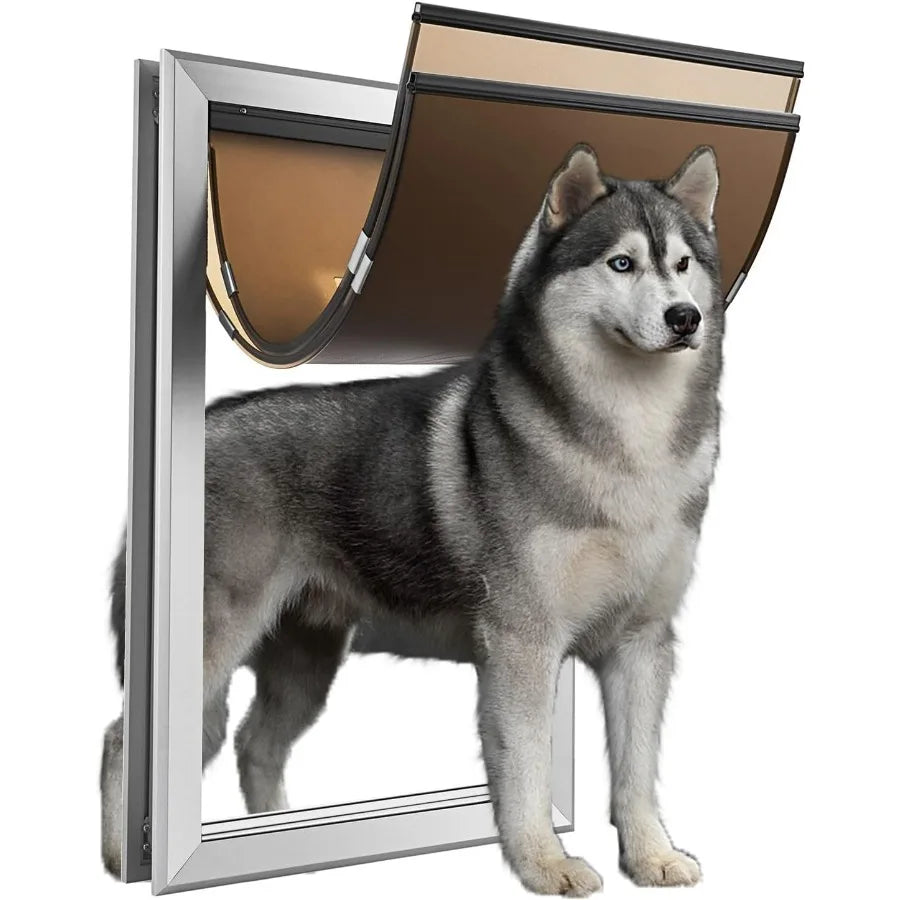 Aluminium Extra Large Dog Door 17.5 W x 27.7 H Weatherproof Aluminum Frame Pet Door with Sliding Lock Panel Easy to Install Dur