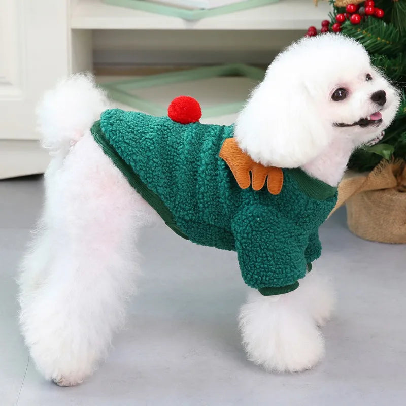 Autumn Winter Cute Christmas Dog Coat Grain Velvet Pet Dog Sweater New Year Party Sweater Shirt Festival Pet Clothing Outfit