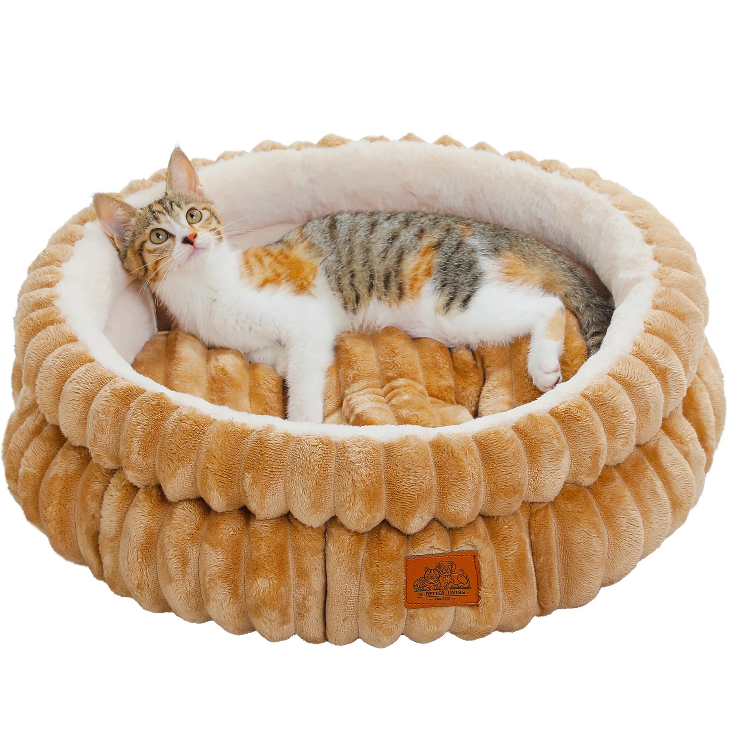 Dog Bed for Medium Dogs Cozy Cat Bed for Indoor Cats Washable Round Pet Bed House with Anti-Slip Bottom Suitable for All Seasons