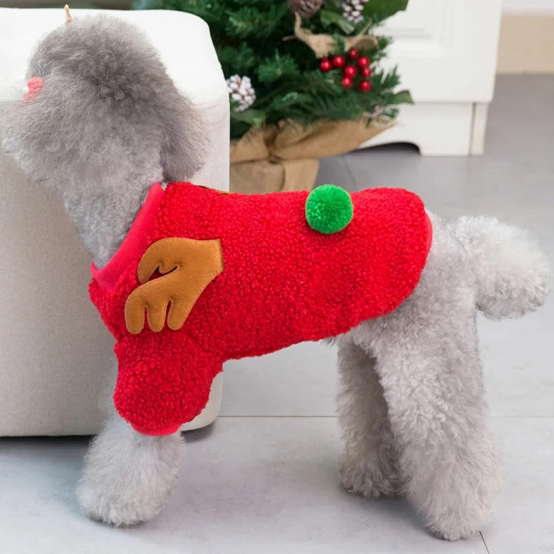 Christmas Pet Clothes Warm Fleece Dog Sweaters Puppy Cat Winter Coats Clothing for Small Dogs Puppy Cat Chihuahua Costume