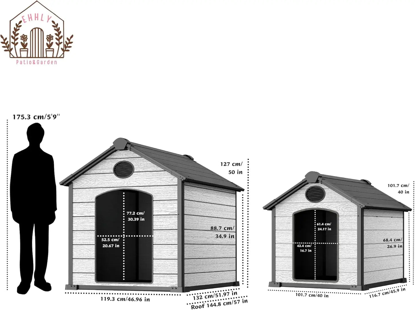 57" Extra Large Dog House Outdoor Weatherproof, 5XL Big Dog House for 3 Large Dogs Outside, Insulated Igloo Pet House