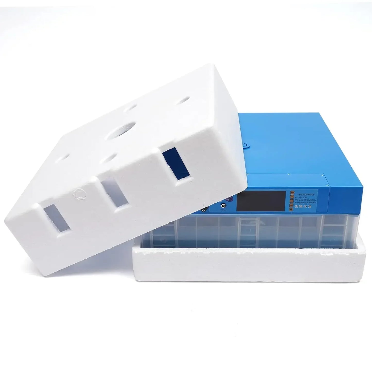 Incubator, 64 Egg Incubator 110V/12V Blue Incubator Automatic Smart Household Mini Chicken Egg Water Bed Incubator Box