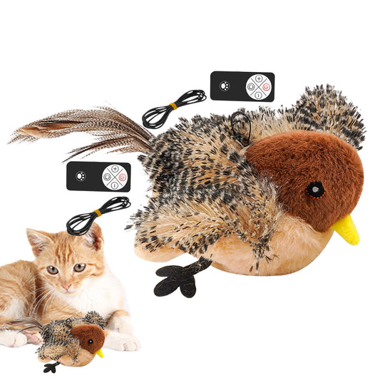 Remote Control Chirping Bird Cat Toy With Feathers
