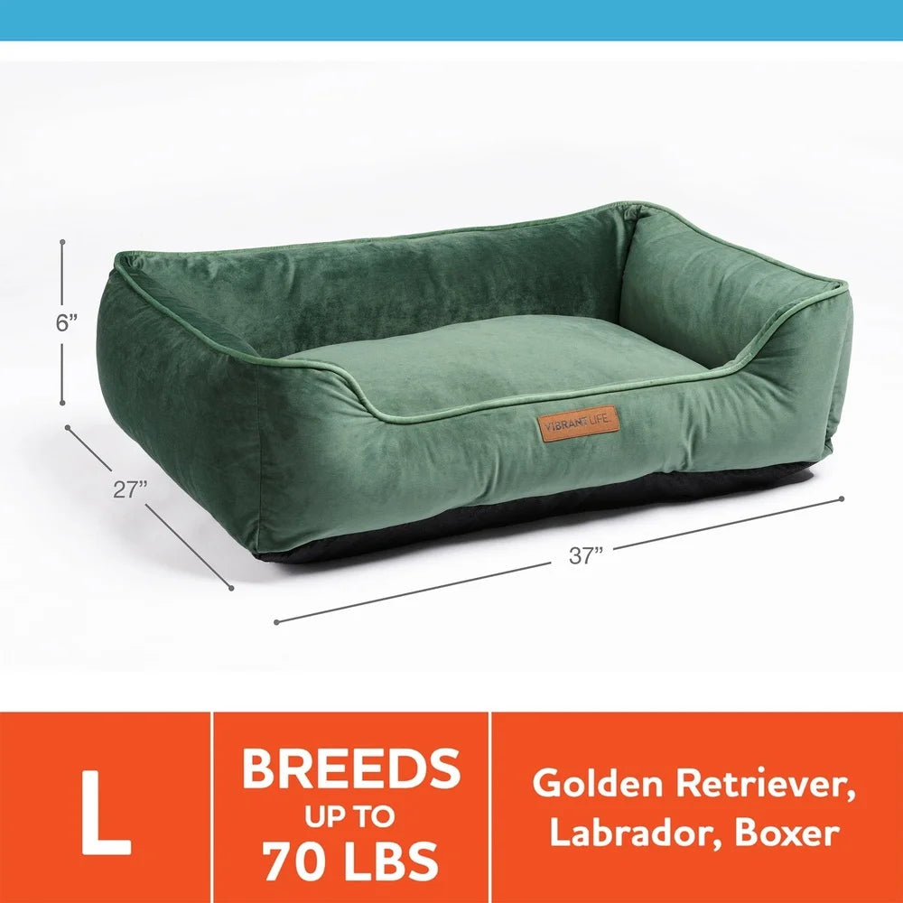 Luxury Large Dog Bed Bolstered Walls and Removable Cover