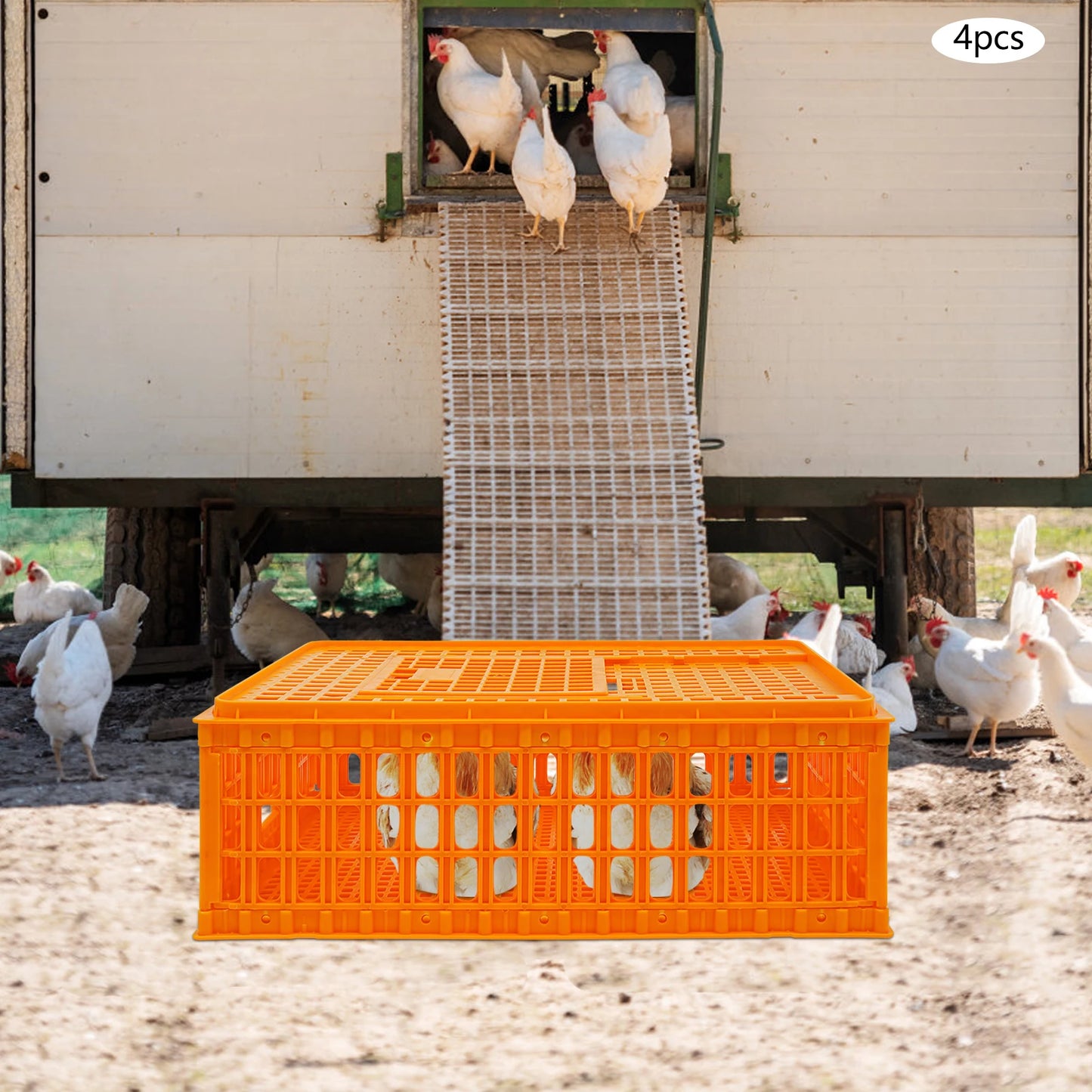 Plastic Chicken Transport Cage Stackable Poultry Crate Ventilated Farm Animal Carrier for Chickens Ducks