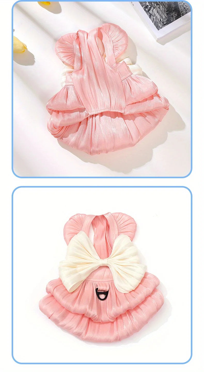 Summer Dog Dresses Cotton Flower Patterns Dogs Skirt Dress Pet cat Princess Dress Cute Pet Clothes With Bow-knot