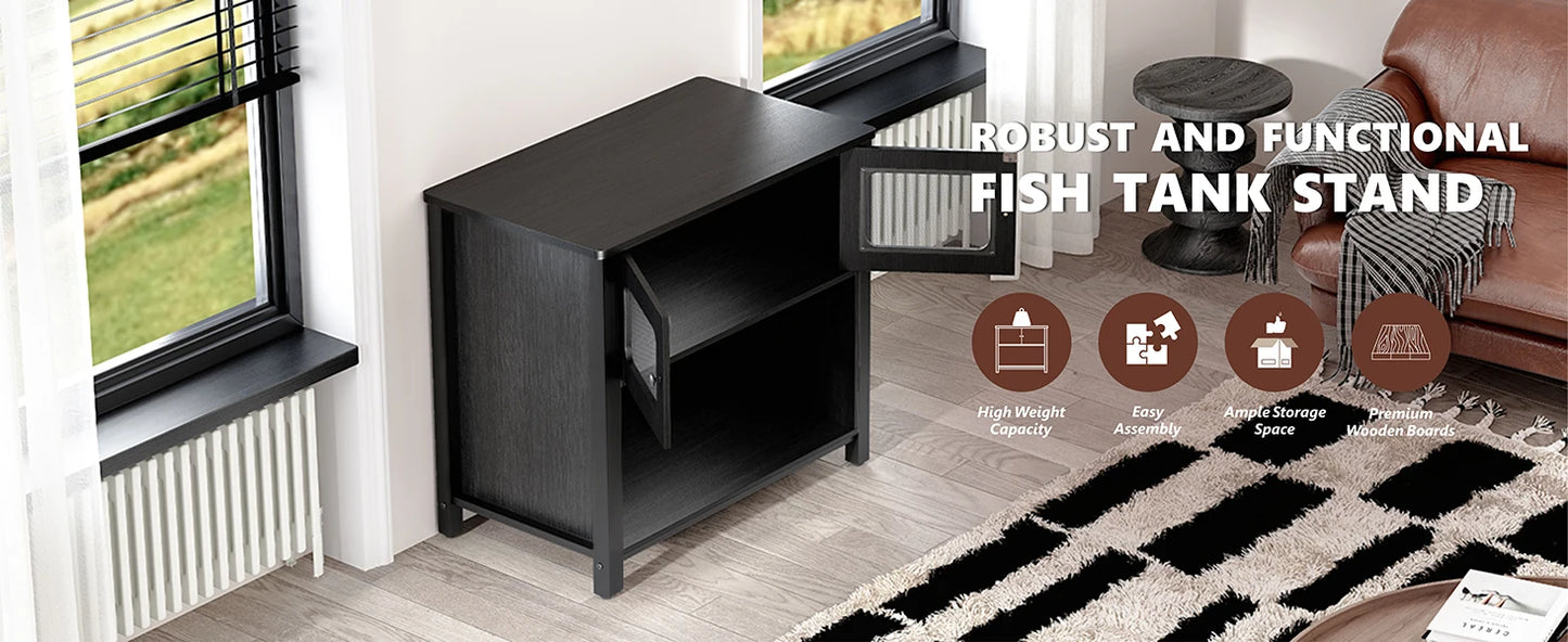 40-50 Gallon Aquarium Stand w/ Cabinet Storage,Fish Tank Stand Reptile Tank w/ Charging Station Adjustable Feet,Anti-tilt Device