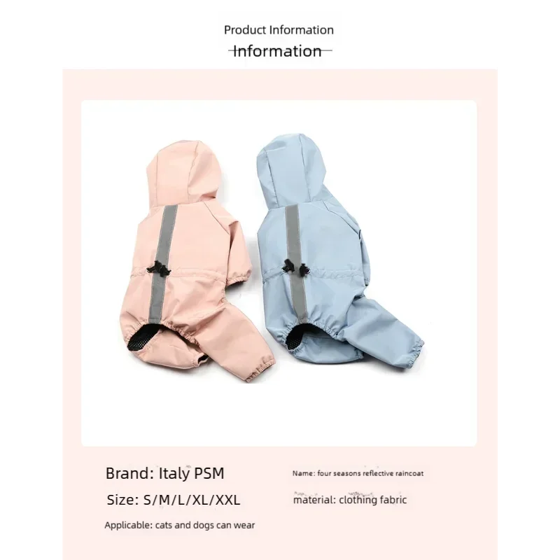 Pet Supplies Four-Legged Raincoat Waterproof Clothing for Spring and Summer Complete Package for Bear Schnauzer and Dog Raincoat
